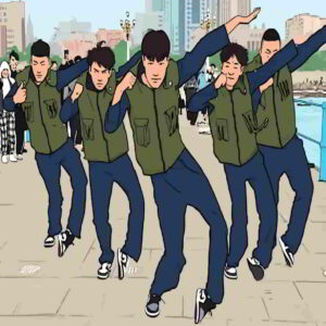 一笑江湖の曲に合わせてNARUTO DANCEを踊る男たち