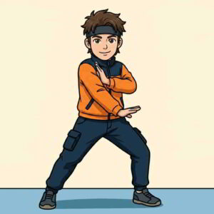 ナルトダンスのポーズをしている男性